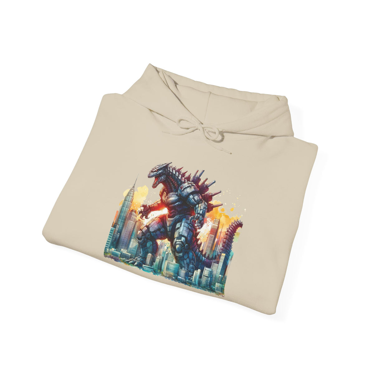 Godzilla Cityscape Hoodie – Retro Monster Graphic Pullover