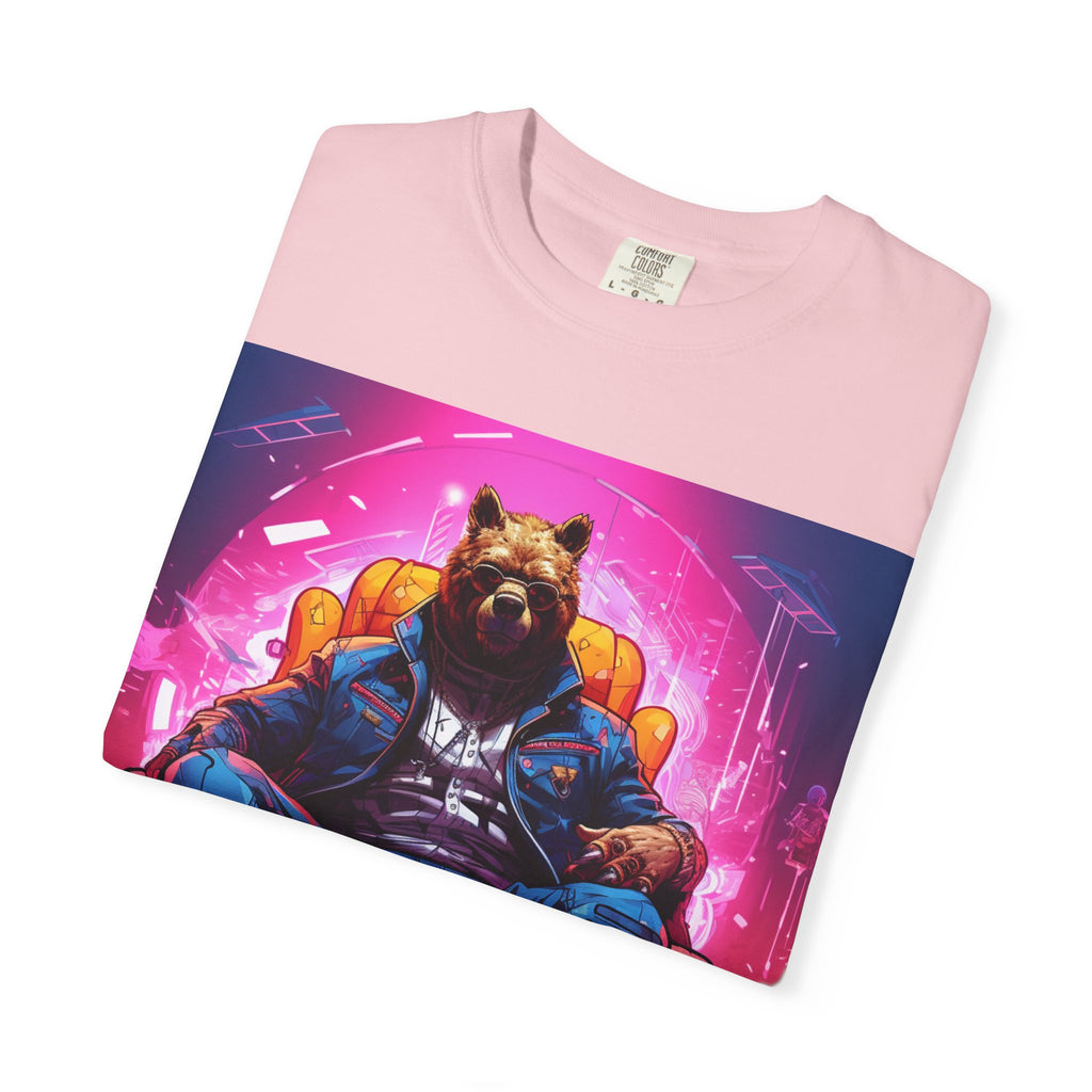 Bear Boss Graphic T-Shirt — Neon Cyberpunk Streetwear