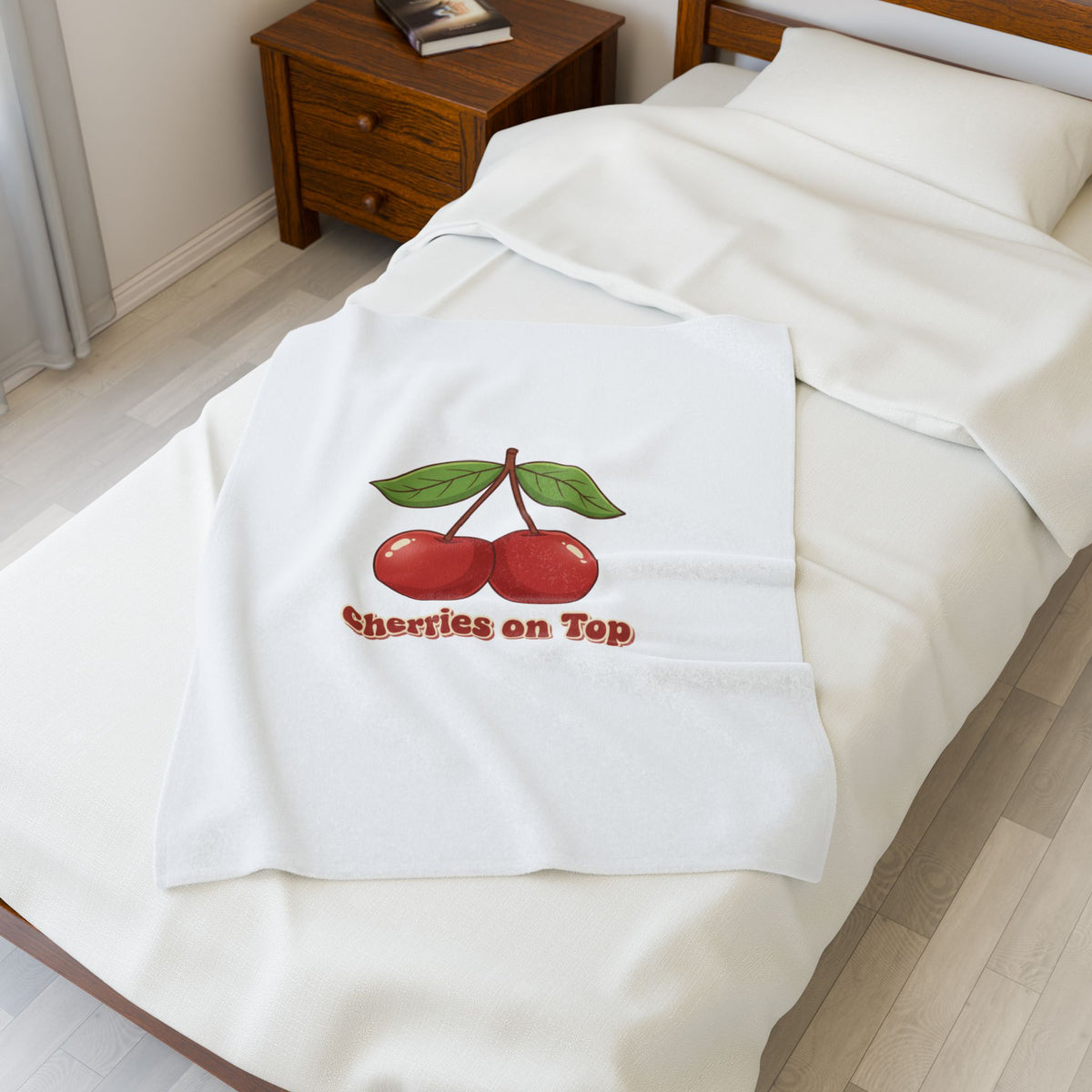 Cherries on Top Plush Blanket | Retro Kawaii Fruit Design