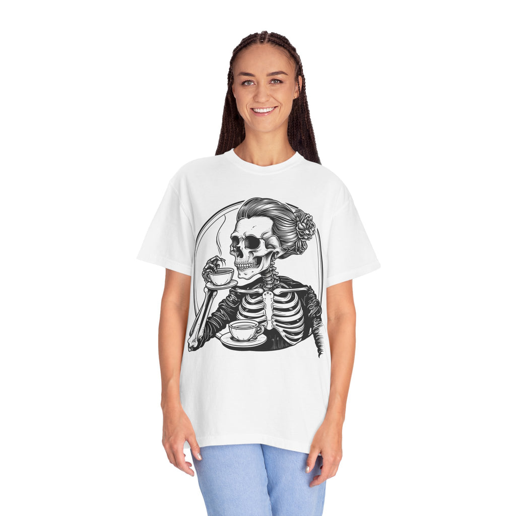 Skull Tea T-Shirt — Vintage Skeleton Sipping Tea Graphic Tee