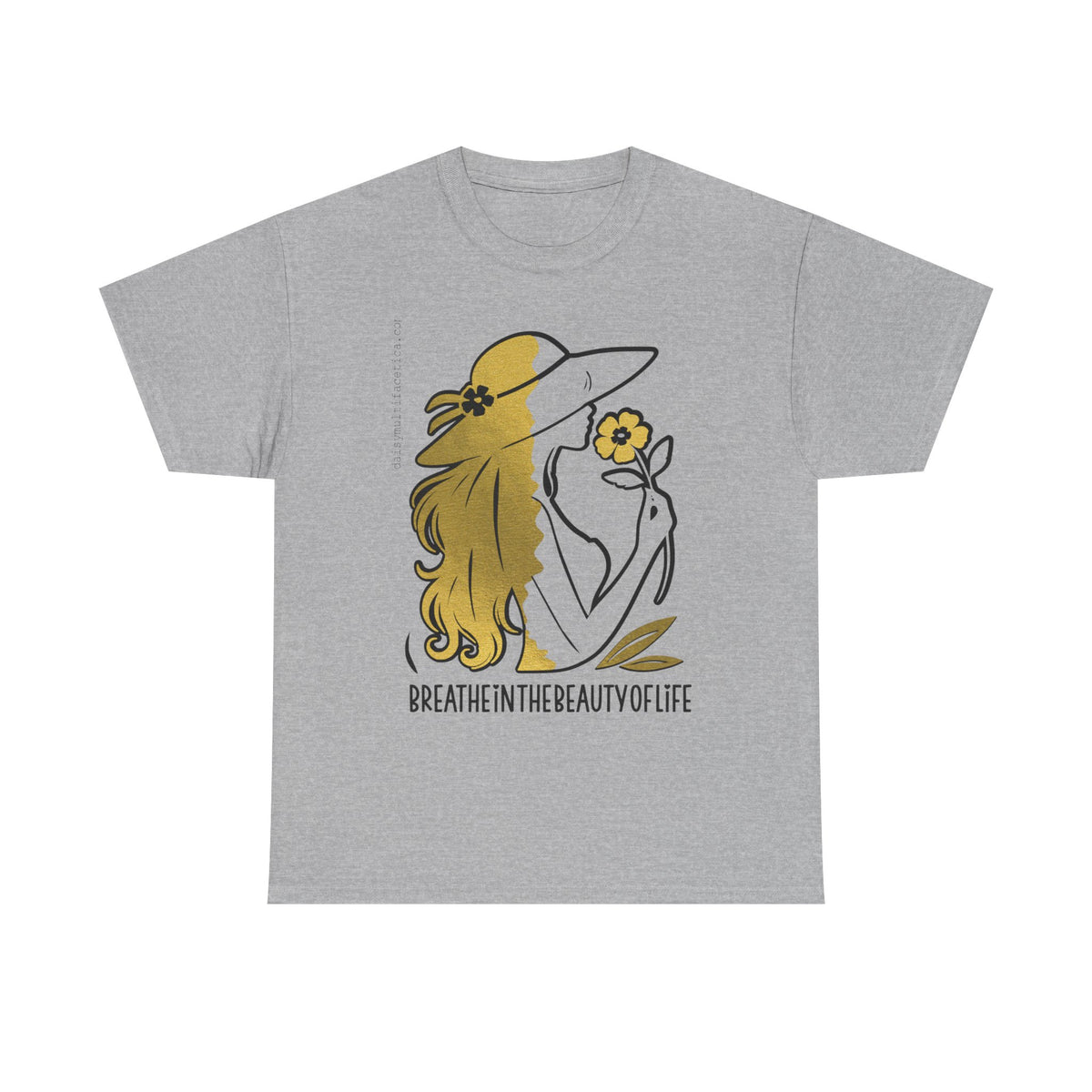 Women’s Floral Mindfulness Tee — “Breathe in the Beauty of Life” Graphic Shirt