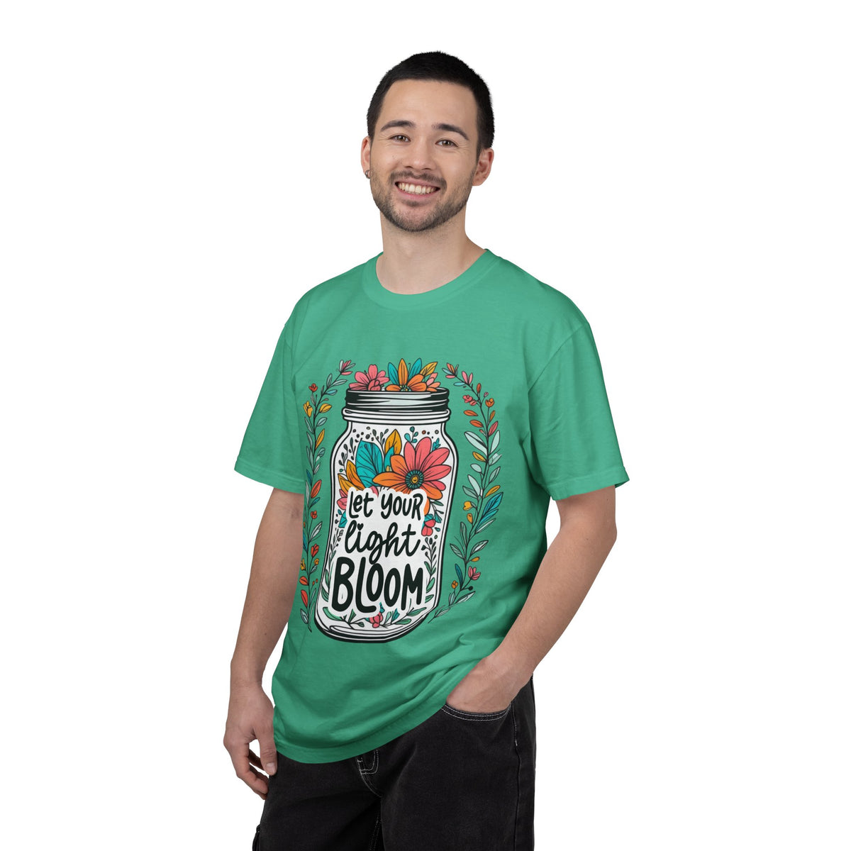 Let Your Light Bloom T-Shirt — Floral Mason Jar Inspirational Tee