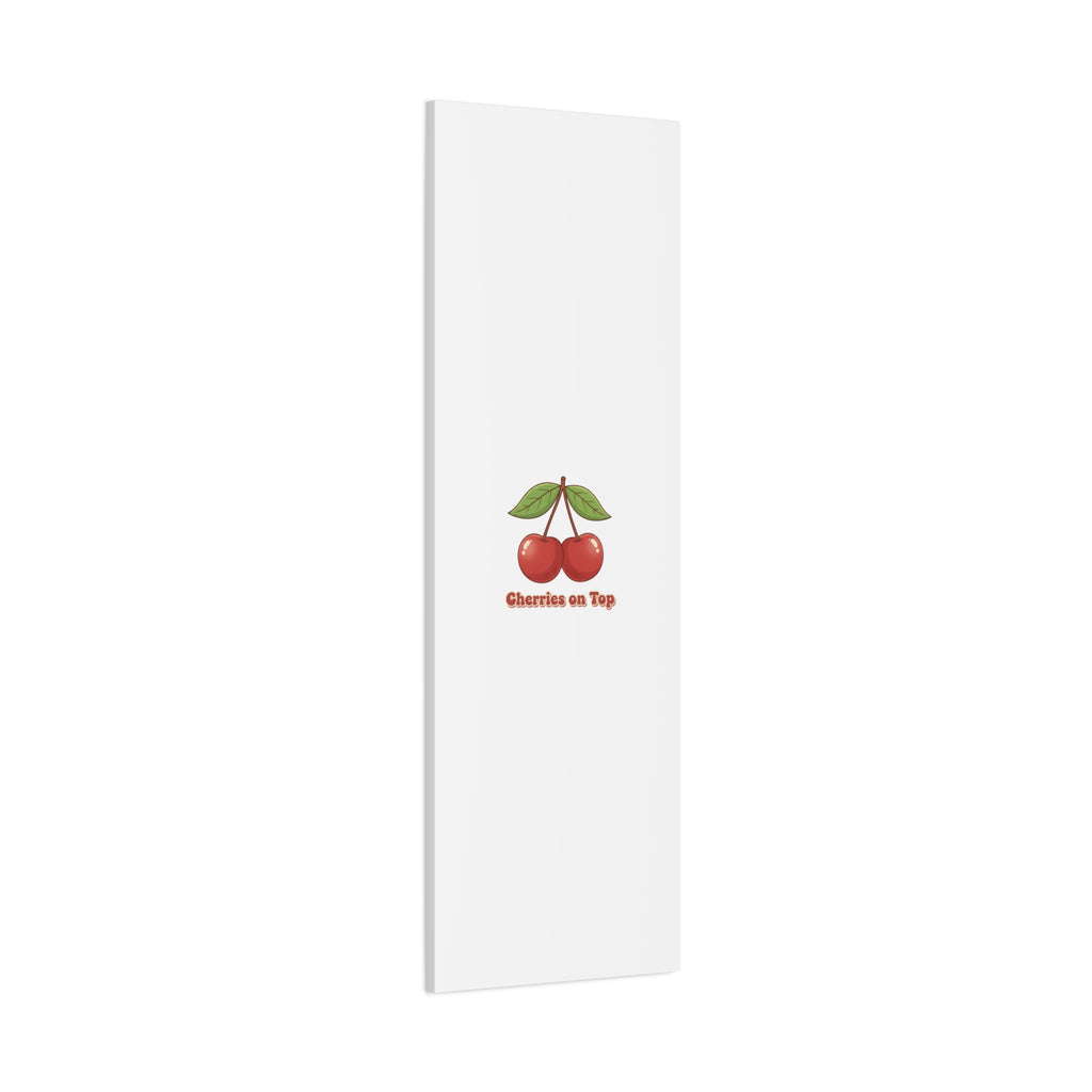 Cherry Illustration Canvas, vintage cherry fruit motif | kawaii retro wall art