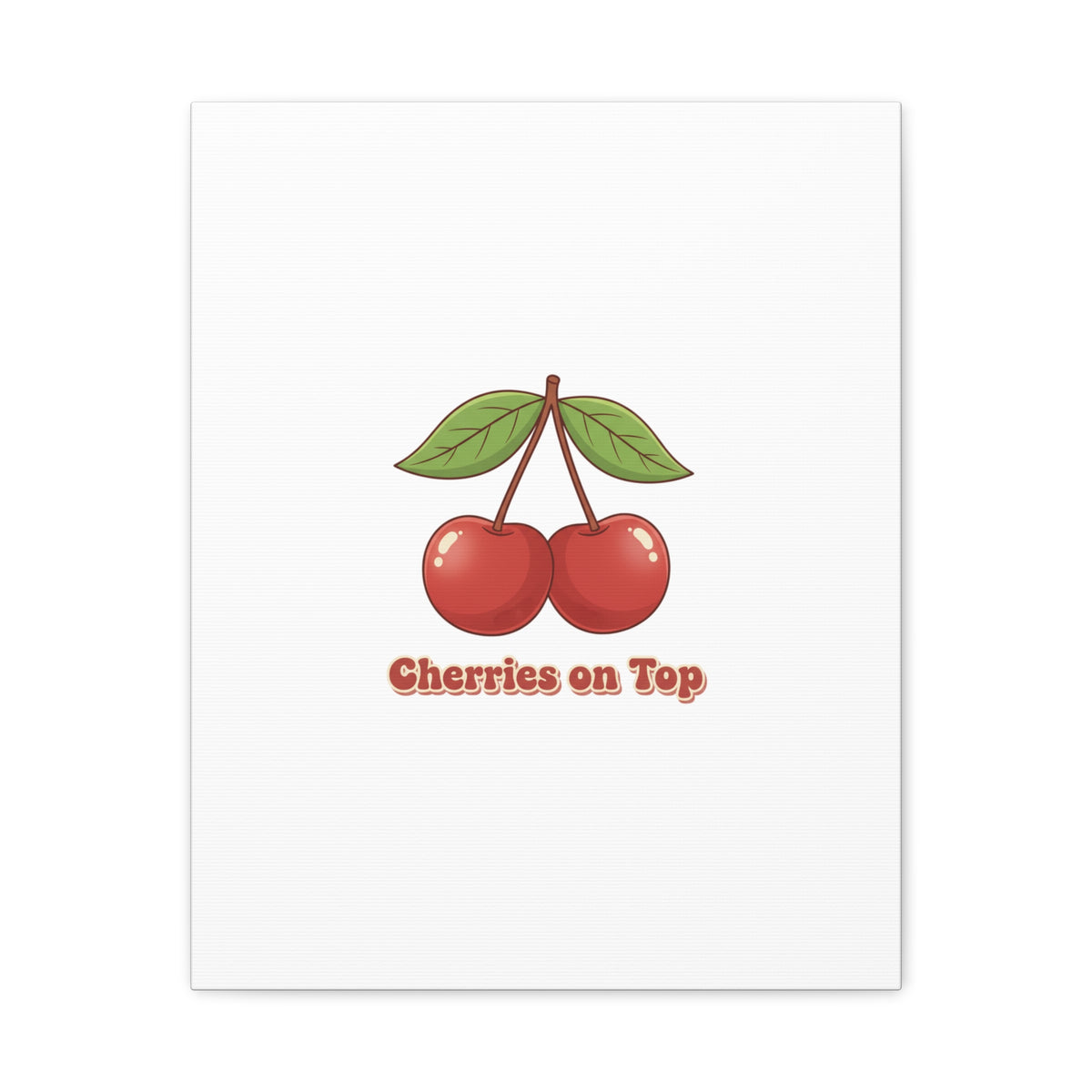 Cherry Illustration Canvas, vintage cherry fruit motif | kawaii retro wall art