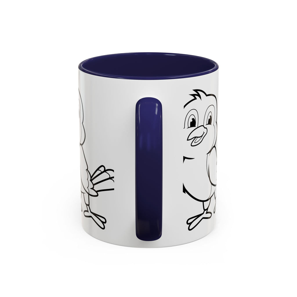 Bird Coloring Accent Coffee Mug — Cute Outline Chick Design (11/15 oz)