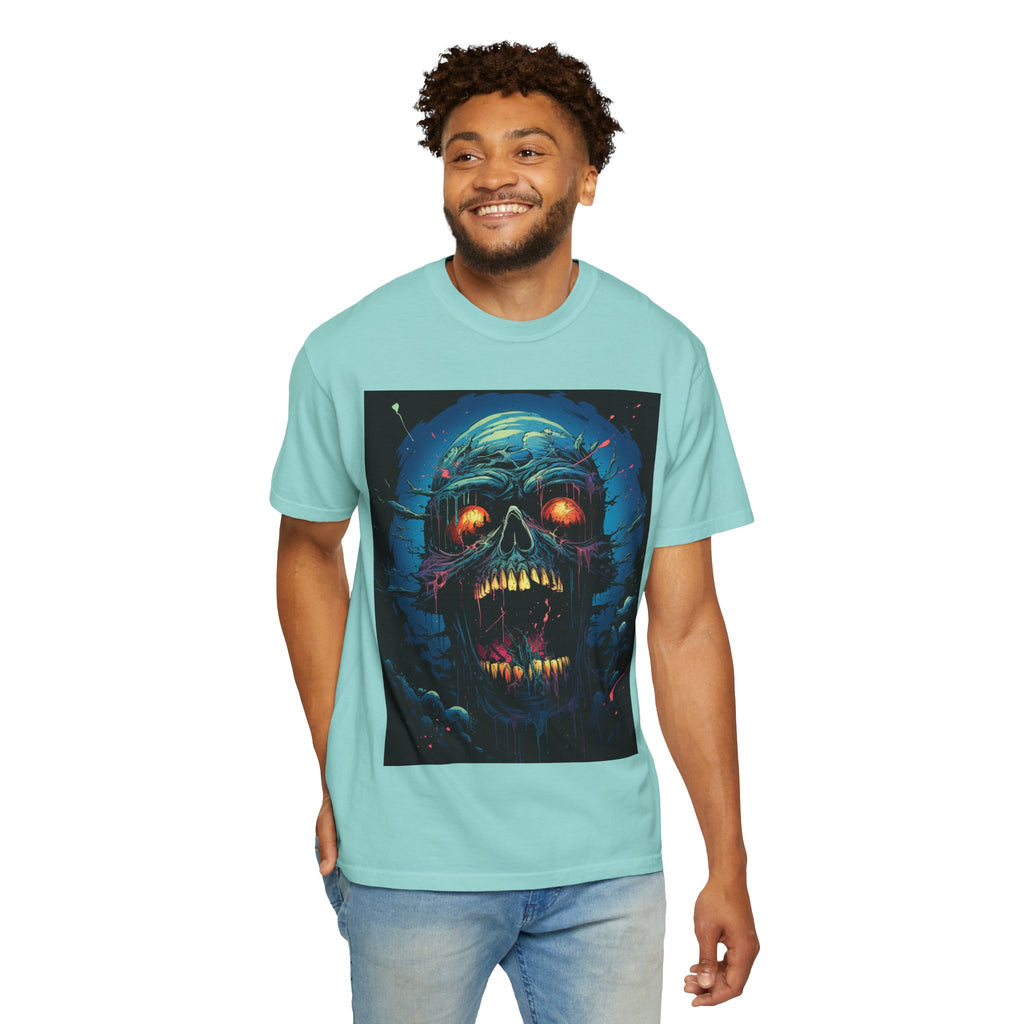 Horror Skull T-Shirt — Glowing Zombie Skull Graphic Tee for Halloween