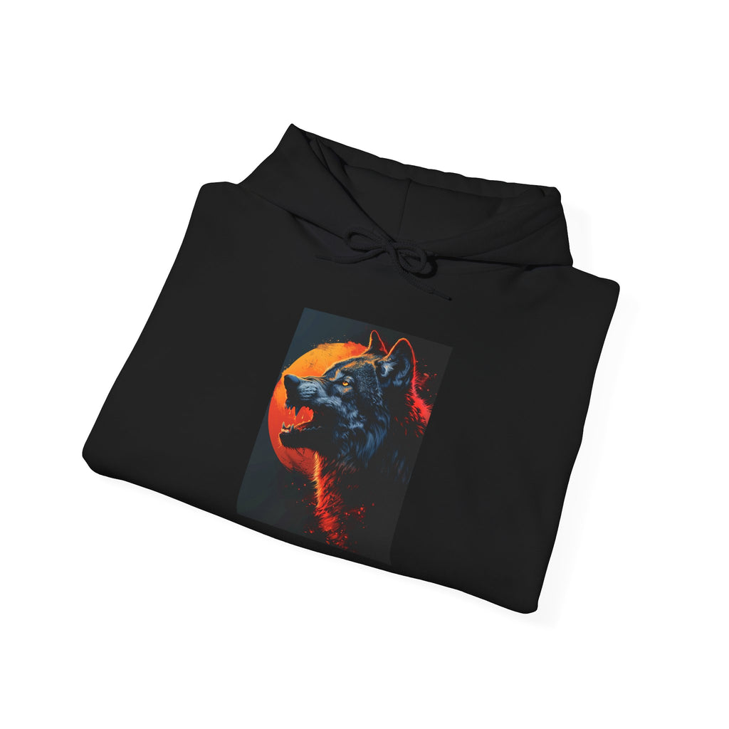 Wolf Moon Hoodie — Retro Neon Wolf Graphic Pullover