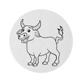 Round Rug — Cute Cartoon Bull Area Rug (Zodiac/Taurus Decor)