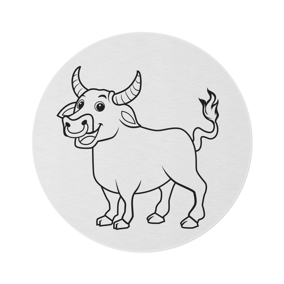 Round Rug — Cute Cartoon Bull Area Rug (Zodiac/Taurus Decor)