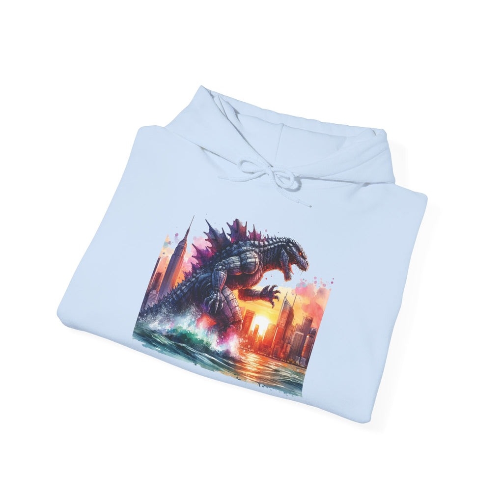 Godzilla Cityscape Hoodie – Retro Sunset Kaiju Graphic Sweatshirt