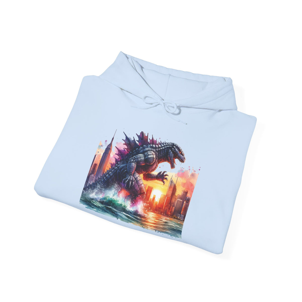 Godzilla Cityscape Hoodie – Retro Sunset Kaiju Graphic Sweatshirt