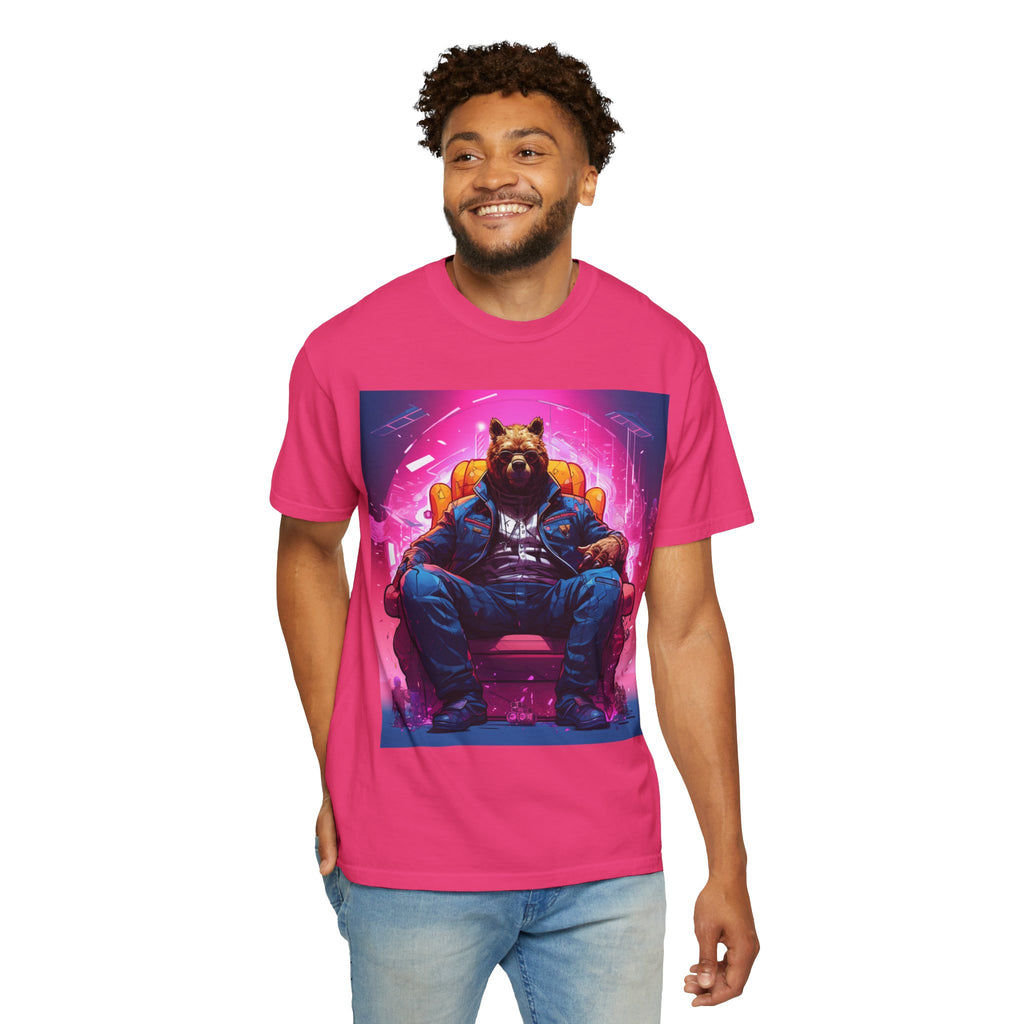 Bear Boss Graphic T-Shirt — Neon Cyberpunk Streetwear
