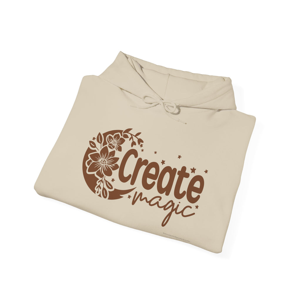 Create Magic Hoodie — Inspirational Floral Graphic Hooded Sweatshirt