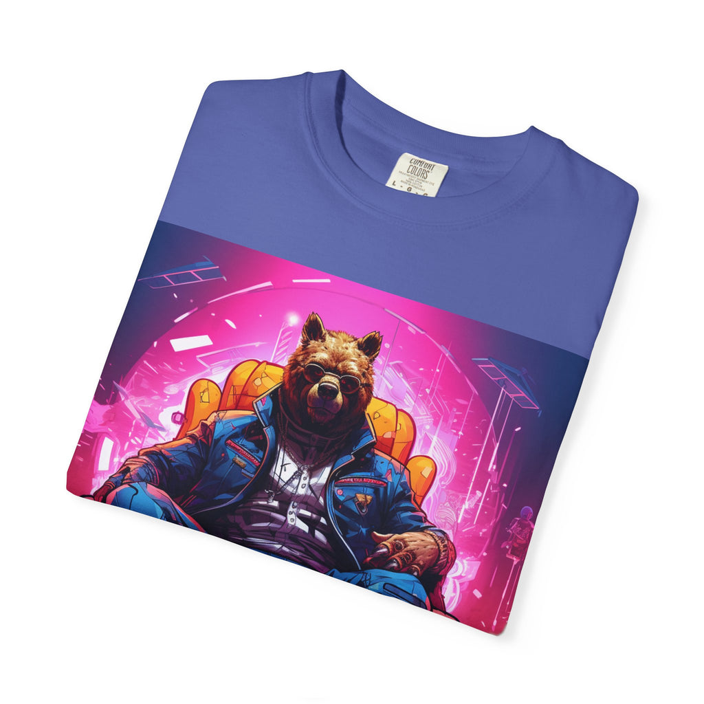 Bear Boss Graphic T-Shirt — Neon Cyberpunk Streetwear