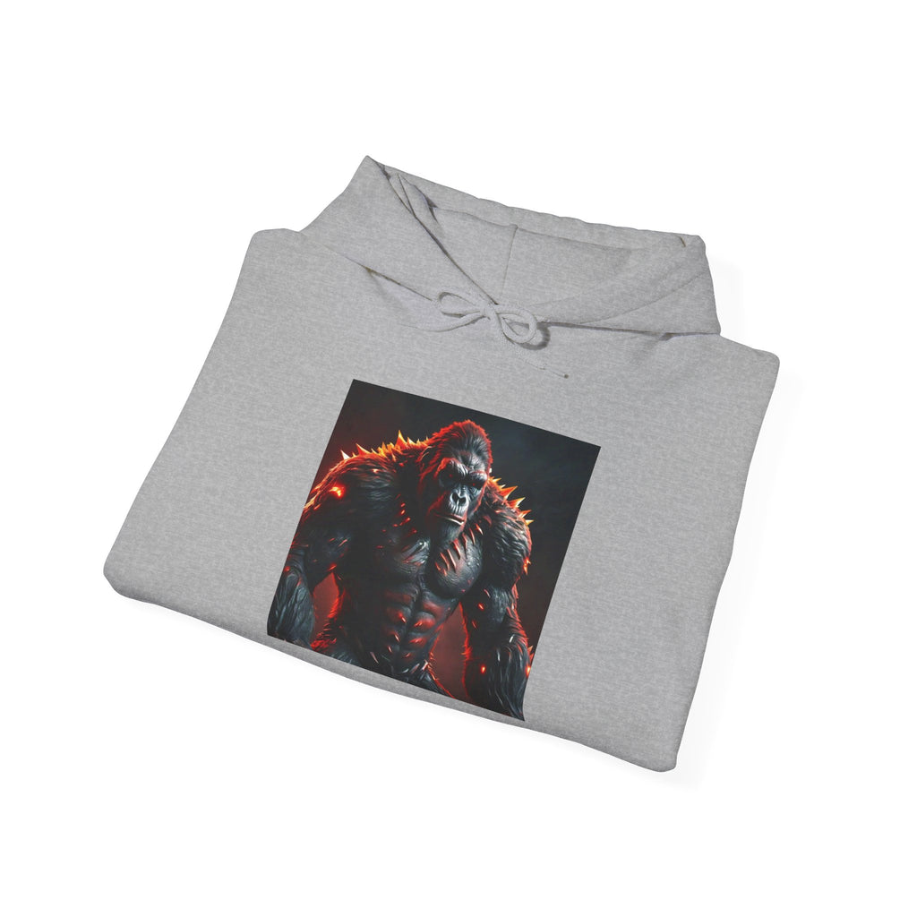 Gorilla King Graphic Hoodie — Dramatic Red-Light Primate Portrait