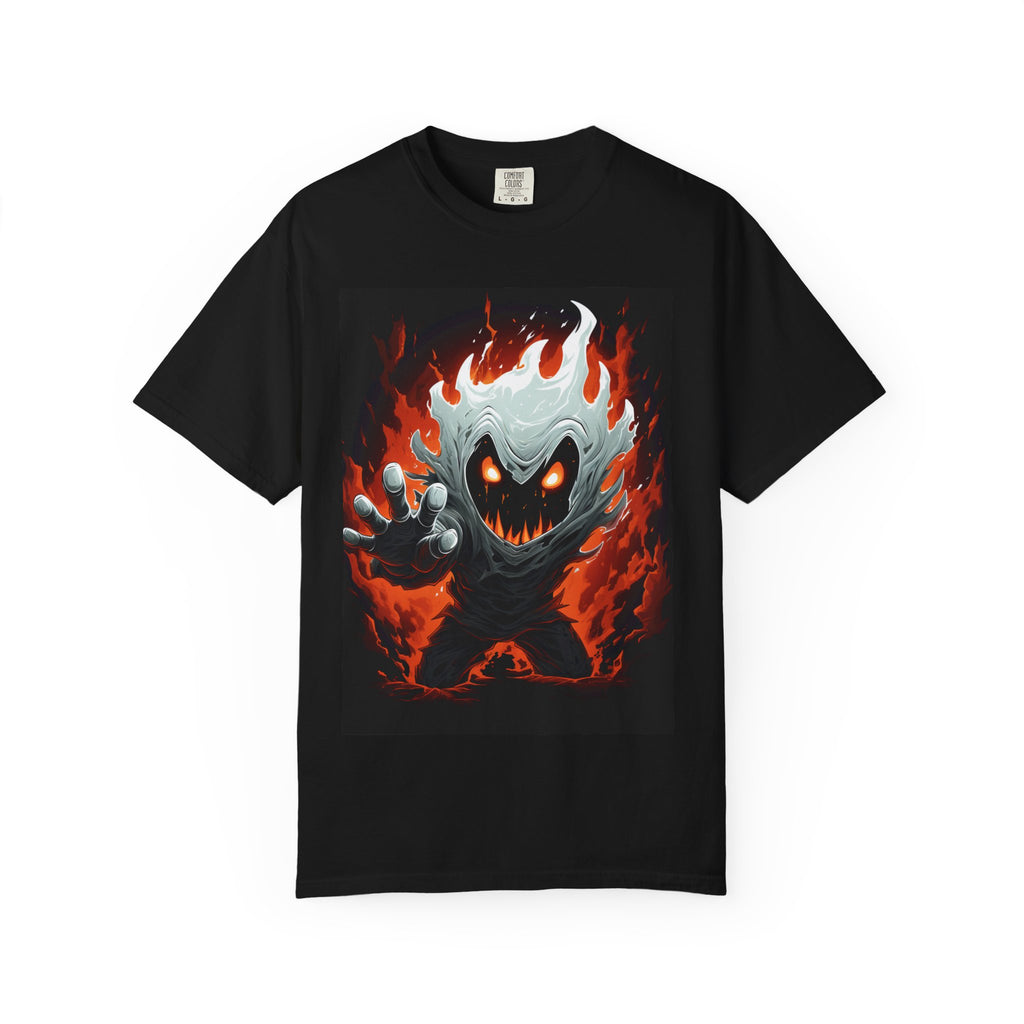 Flaming Ghost Graphic T-Shirt — Spooky Haunted Monster Tee