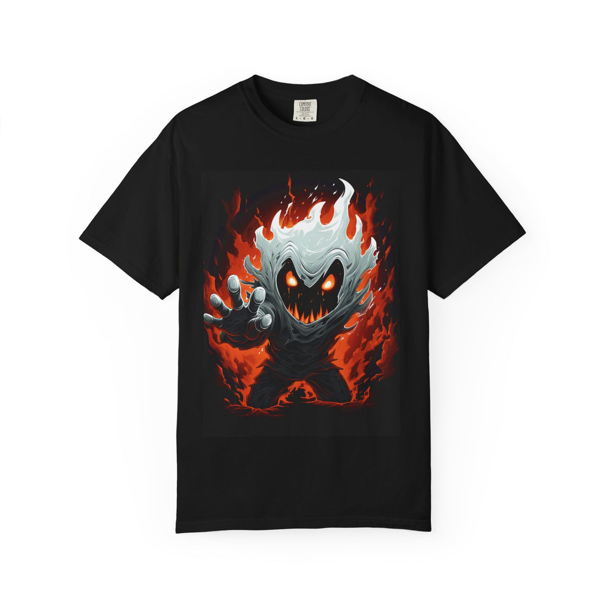 Flaming Ghost Graphic T-Shirt — Spooky Haunted Monster Tee