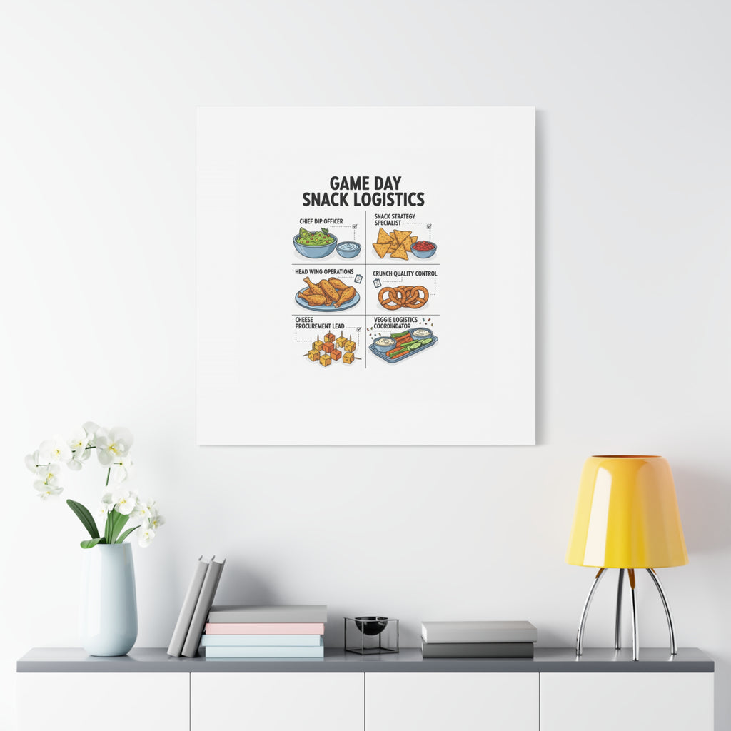 Game Day Snack Logistics Canvas, Dip Strategist Poster | Game Day Blueprint