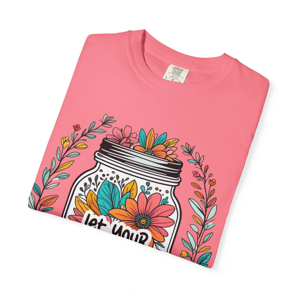Let Your Light Bloom T-Shirt — Floral Mason Jar Inspirational Tee