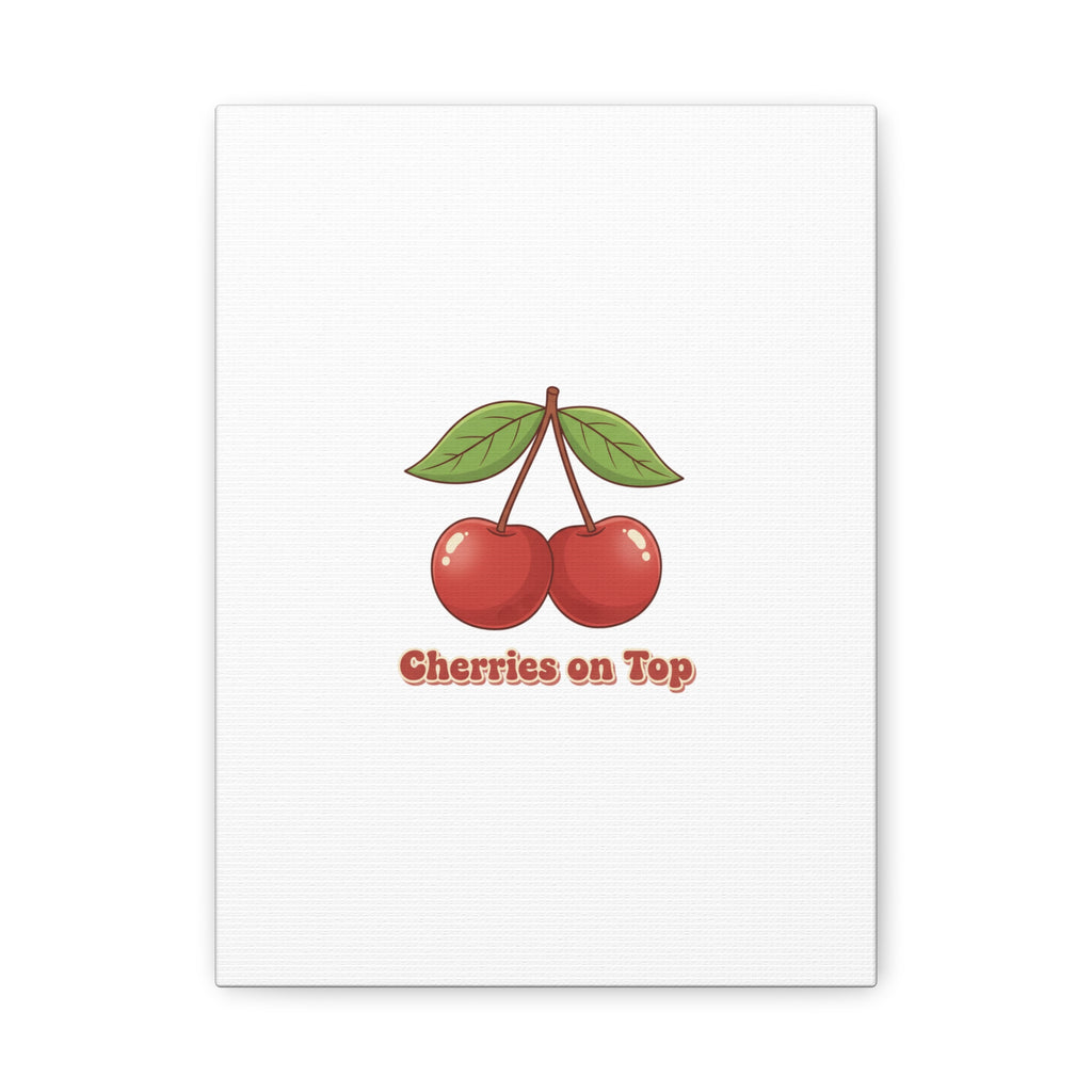 Cherry Illustration Canvas, vintage cherry fruit motif | kawaii retro wall art