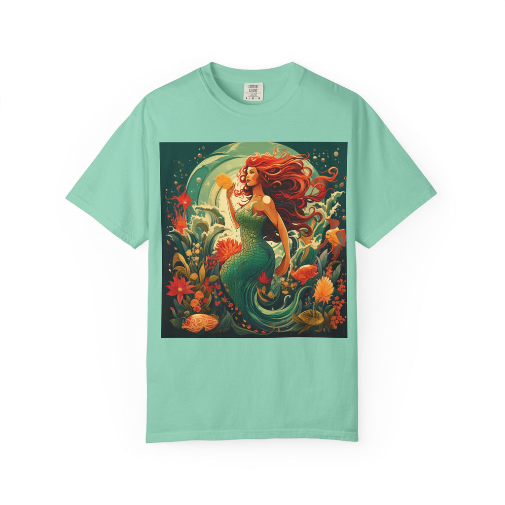 Mermaid Fantasy T-Shirt — Redhead Sea Siren Illustration