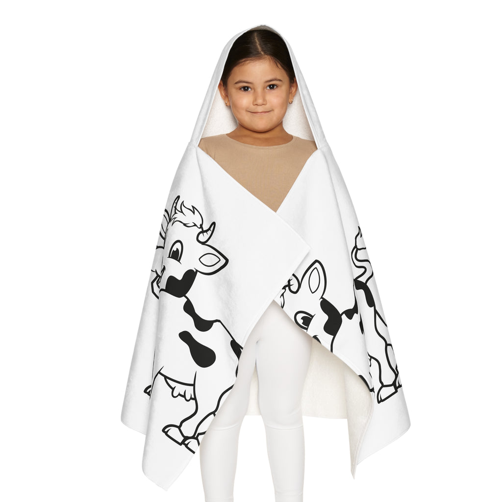 Cow Print Kids Hooded Towel — Cute Cartoon Calf Beach & Bath Wrap
