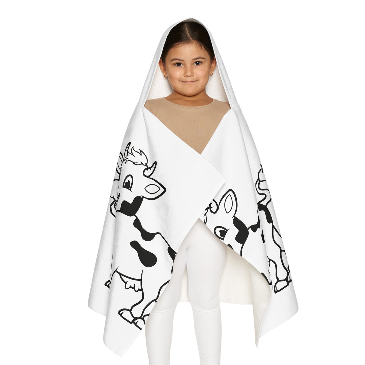 Cow Print Kids Hooded Towel — Cute Cartoon Calf Beach & Bath Wrap