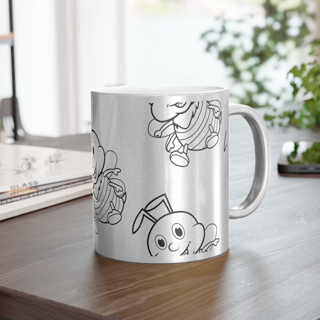 Metallic Mug — Cute Bunny Pattern Silver/Gold Coffee Cup