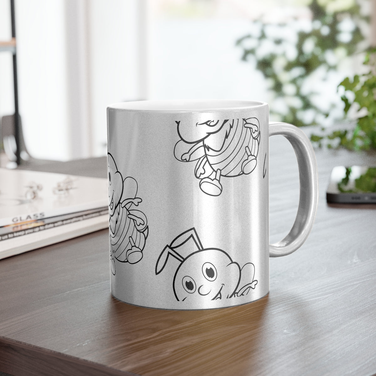 Metallic Mug — Cute Bunny Pattern Silver/Gold Coffee Cup