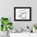 Framed Poster — Cute Minimalist Kitten Line Art (Horizontal)
