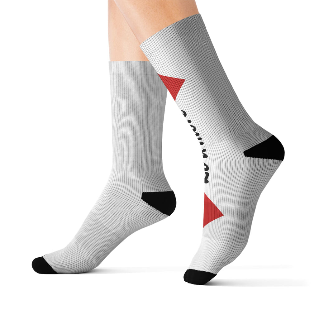 'Luv More' Sublimation Crew Socks — Personalized Graphic Athletic Socks