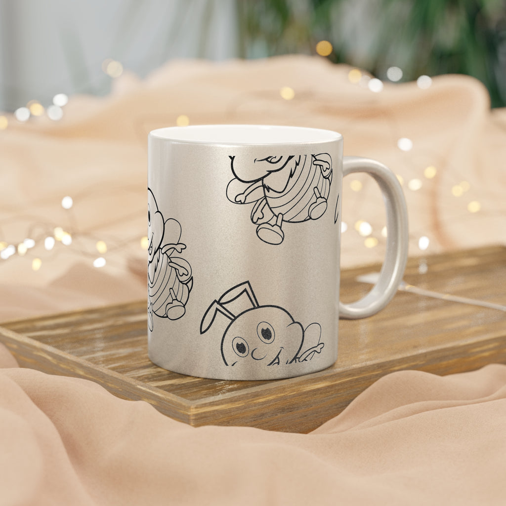 Metallic Mug — Cute Bunny Pattern Silver/Gold Coffee Cup