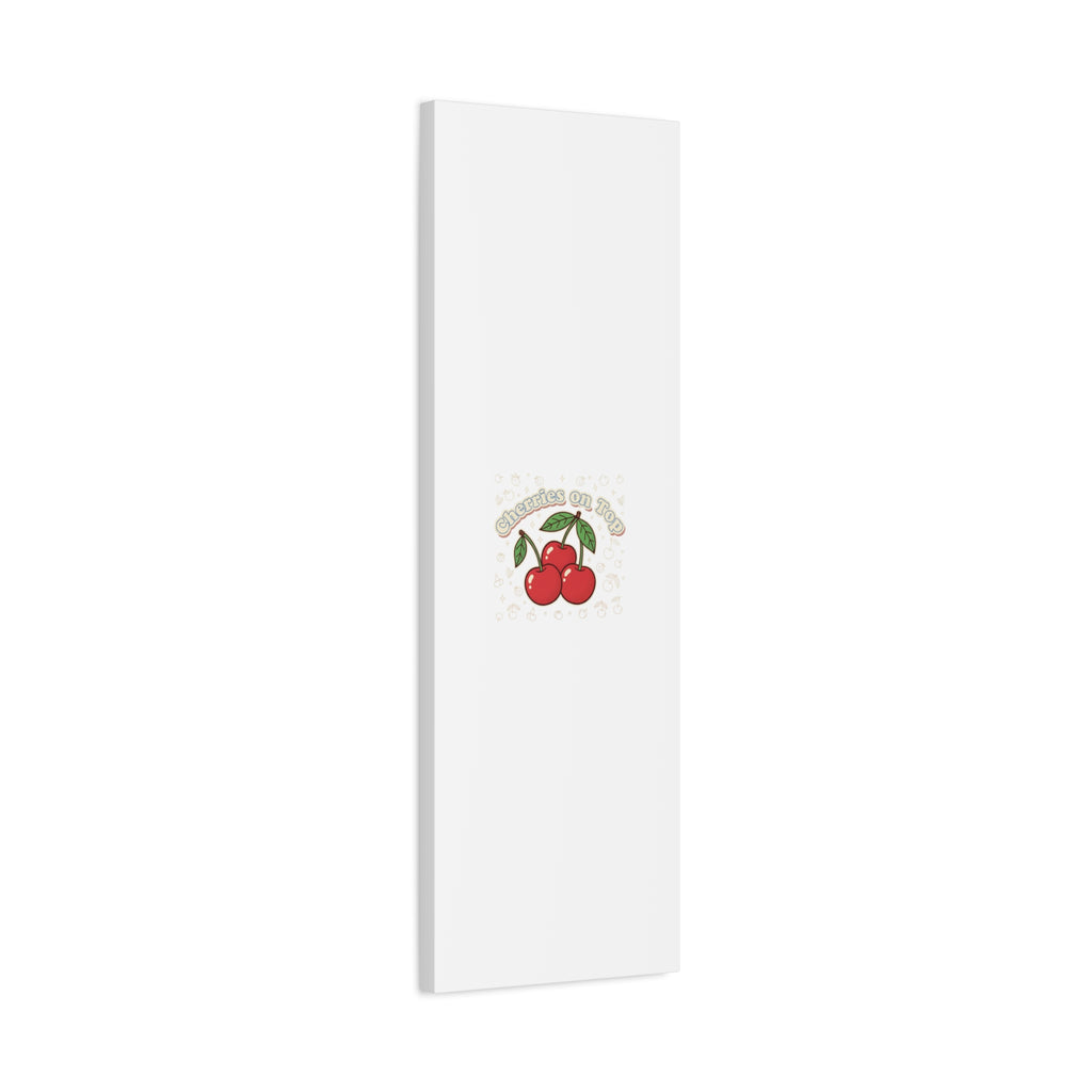 Cherries on Top Canvas | Retro Kawaii Fruit Print, Cherry Wall Art