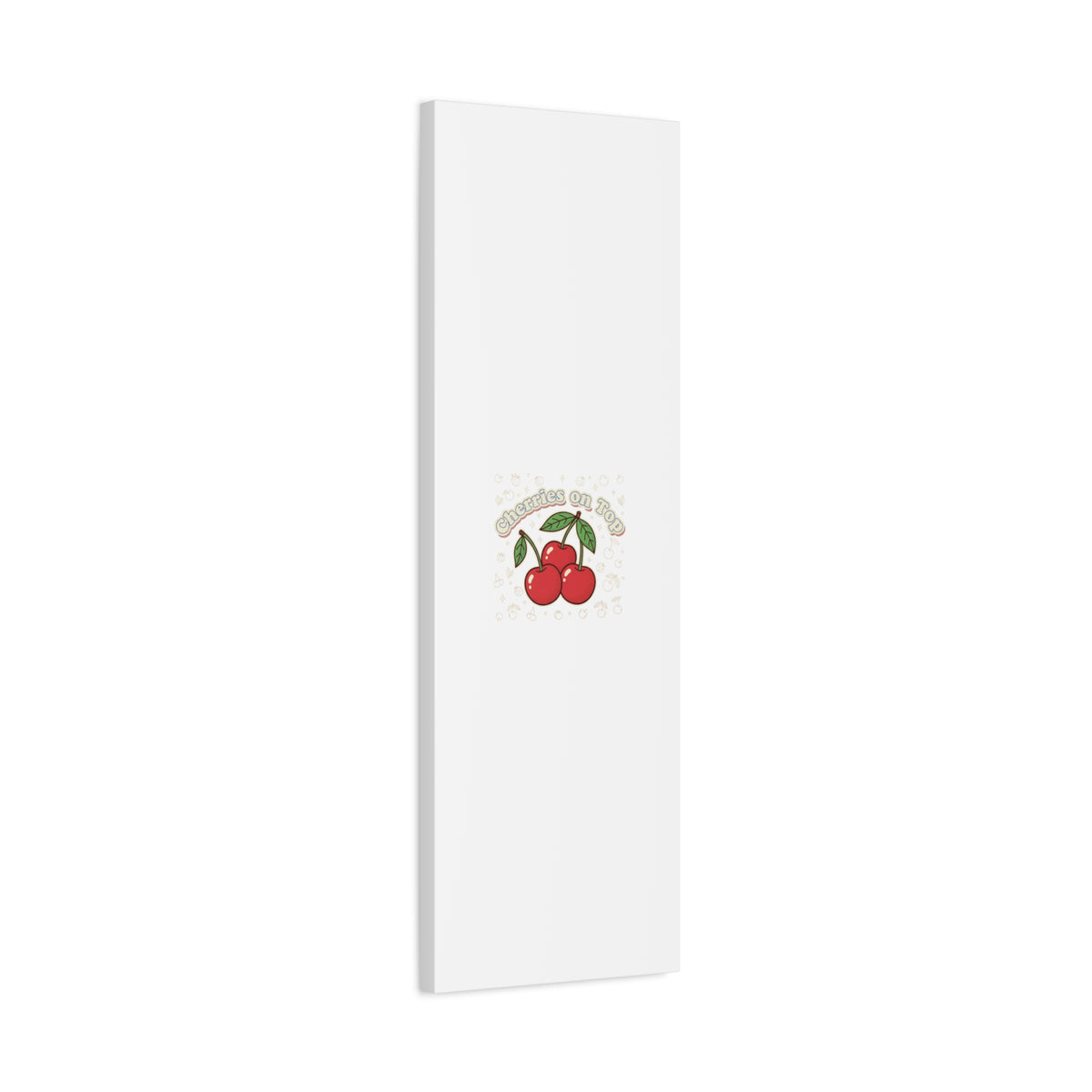 Cherries on Top Canvas | Retro Kawaii Fruit Print, Cherry Wall Art