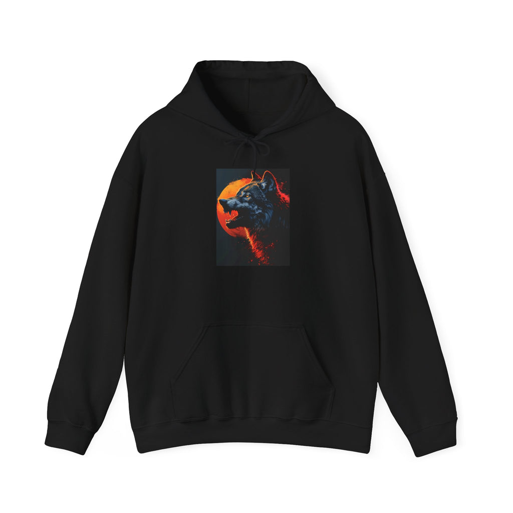 Wolf Moon Hoodie — Retro Neon Wolf Graphic Pullover