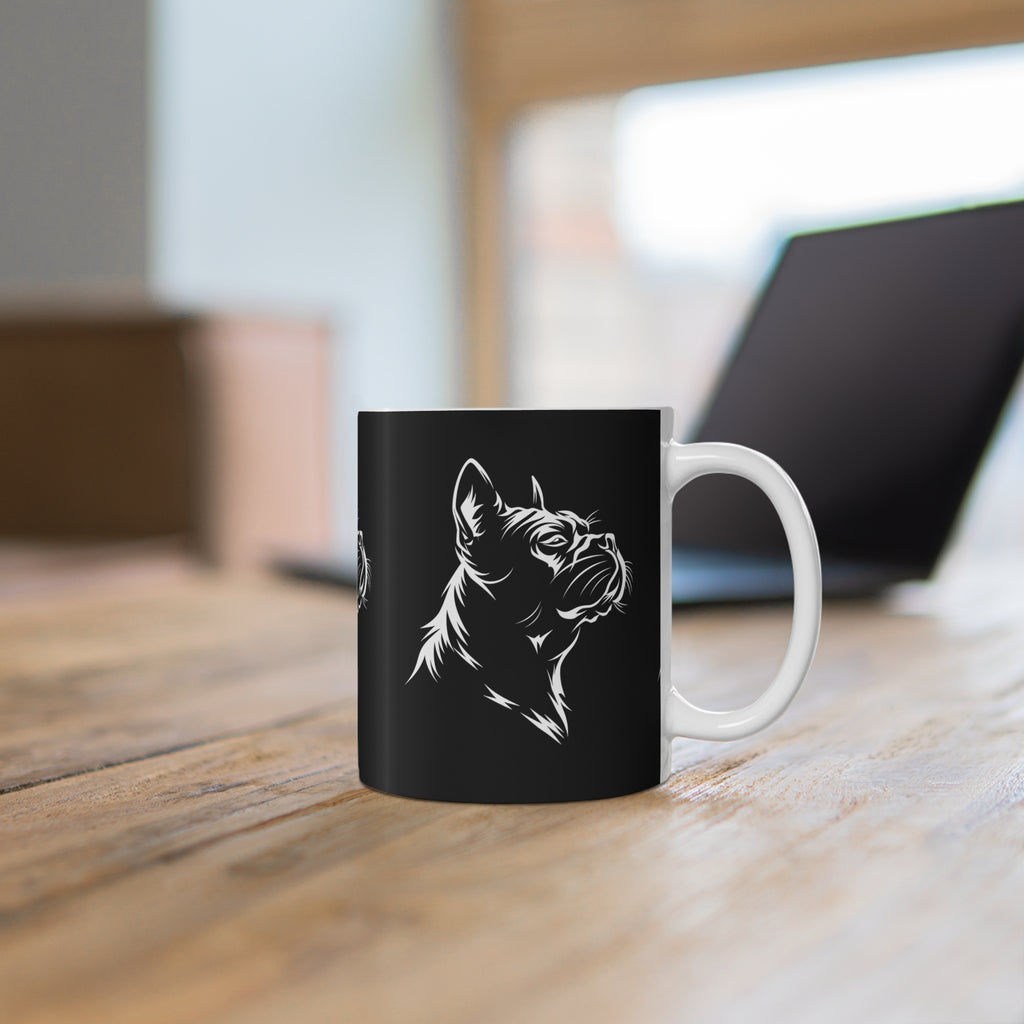 French Bulldog Silhouette Mug — Black & White Dog Coffee Cup, Gift for Dog Lovers