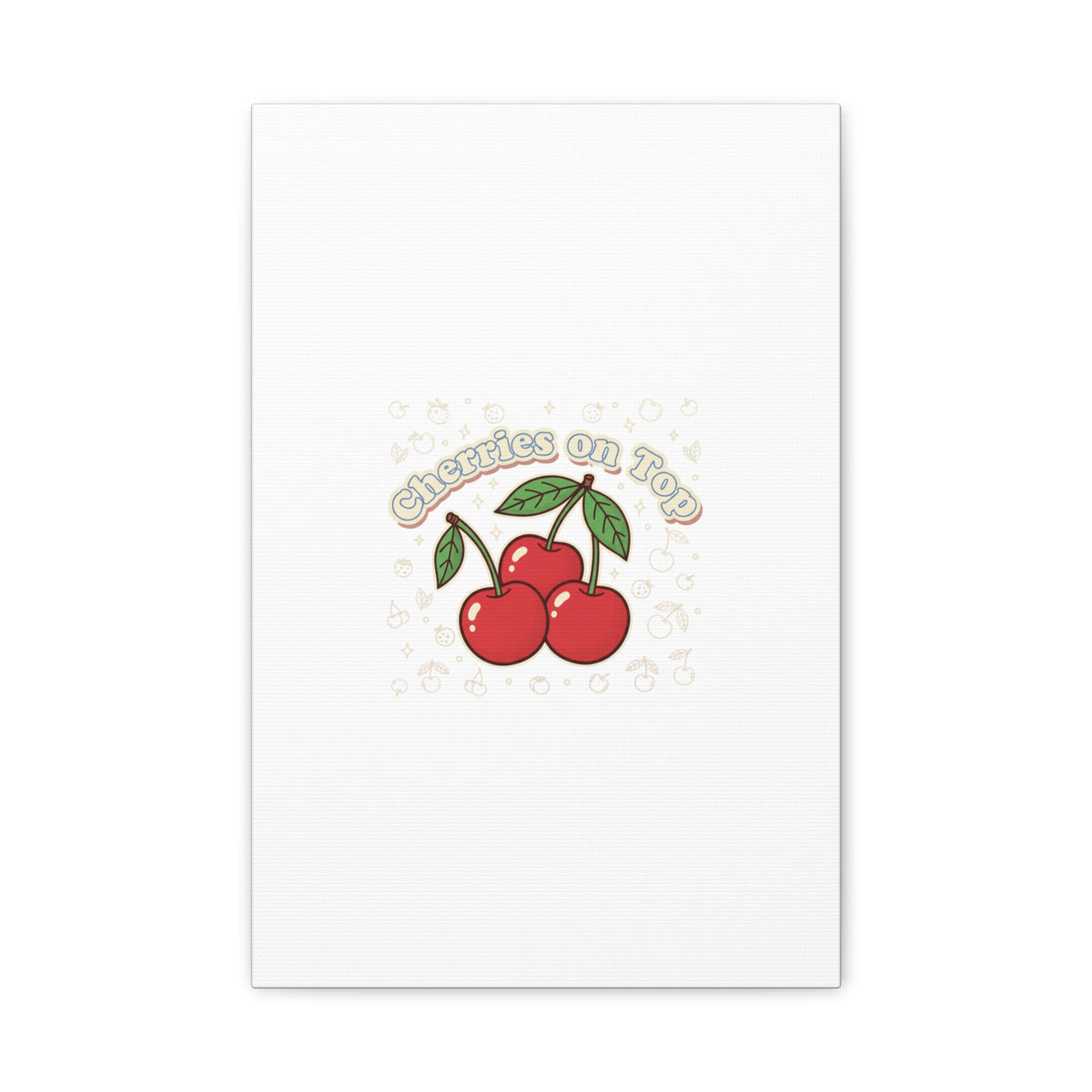 Cherries on Top Canvas | Retro Kawaii Fruit Print, Cherry Wall Art