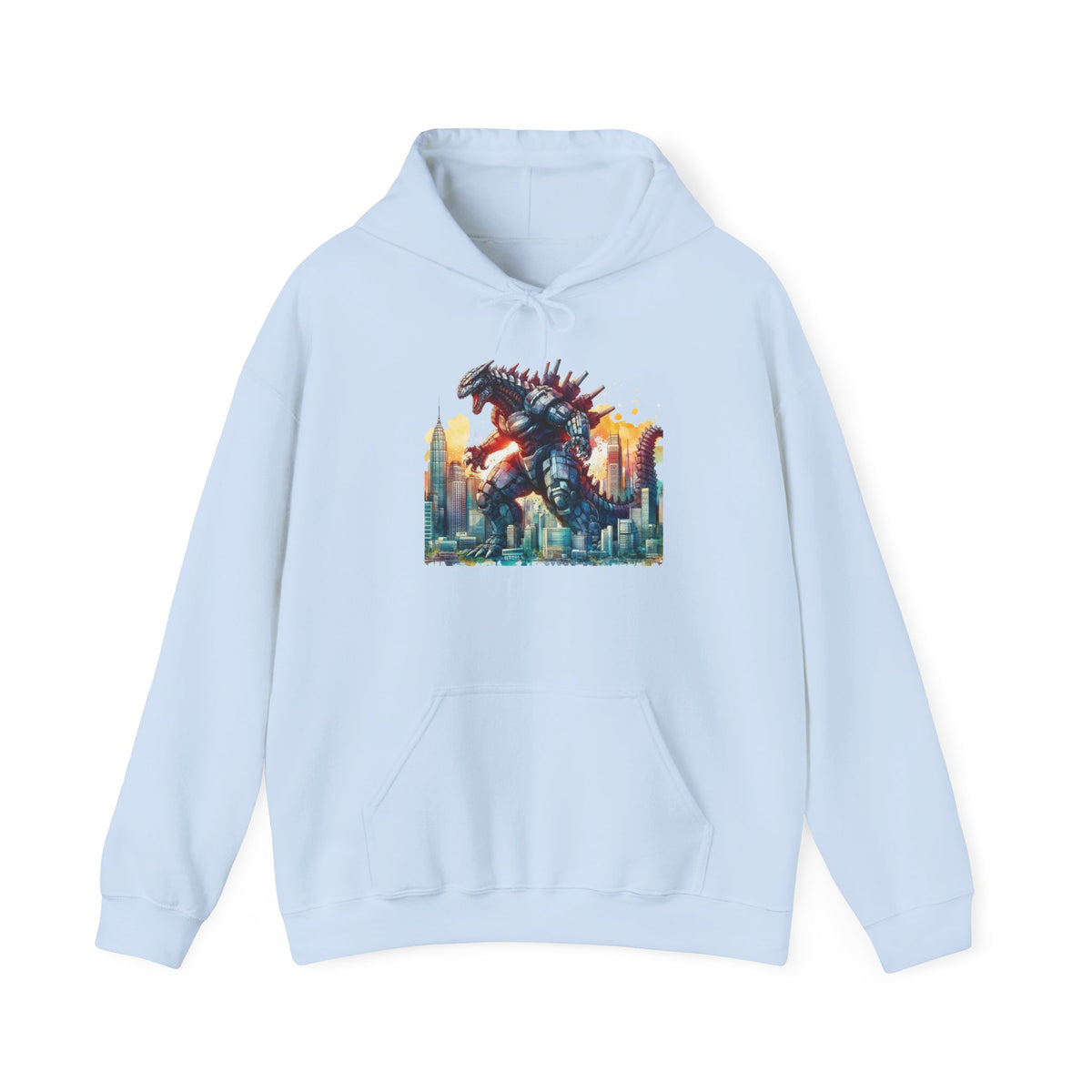 Godzilla Cityscape Hoodie – Retro Monster Graphic Pullover