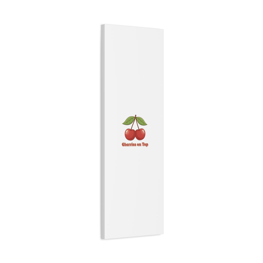 Cherry Illustration Canvas, vintage cherry fruit motif | kawaii retro wall art
