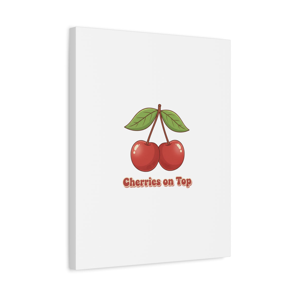 Cherry Illustration Canvas, vintage cherry fruit motif | kawaii retro wall art