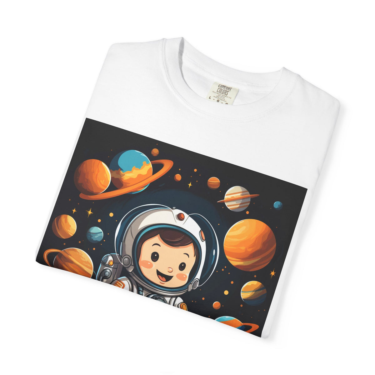Cute Astronaut Space T-Shirt — Cartoon Planets Graphic Tee