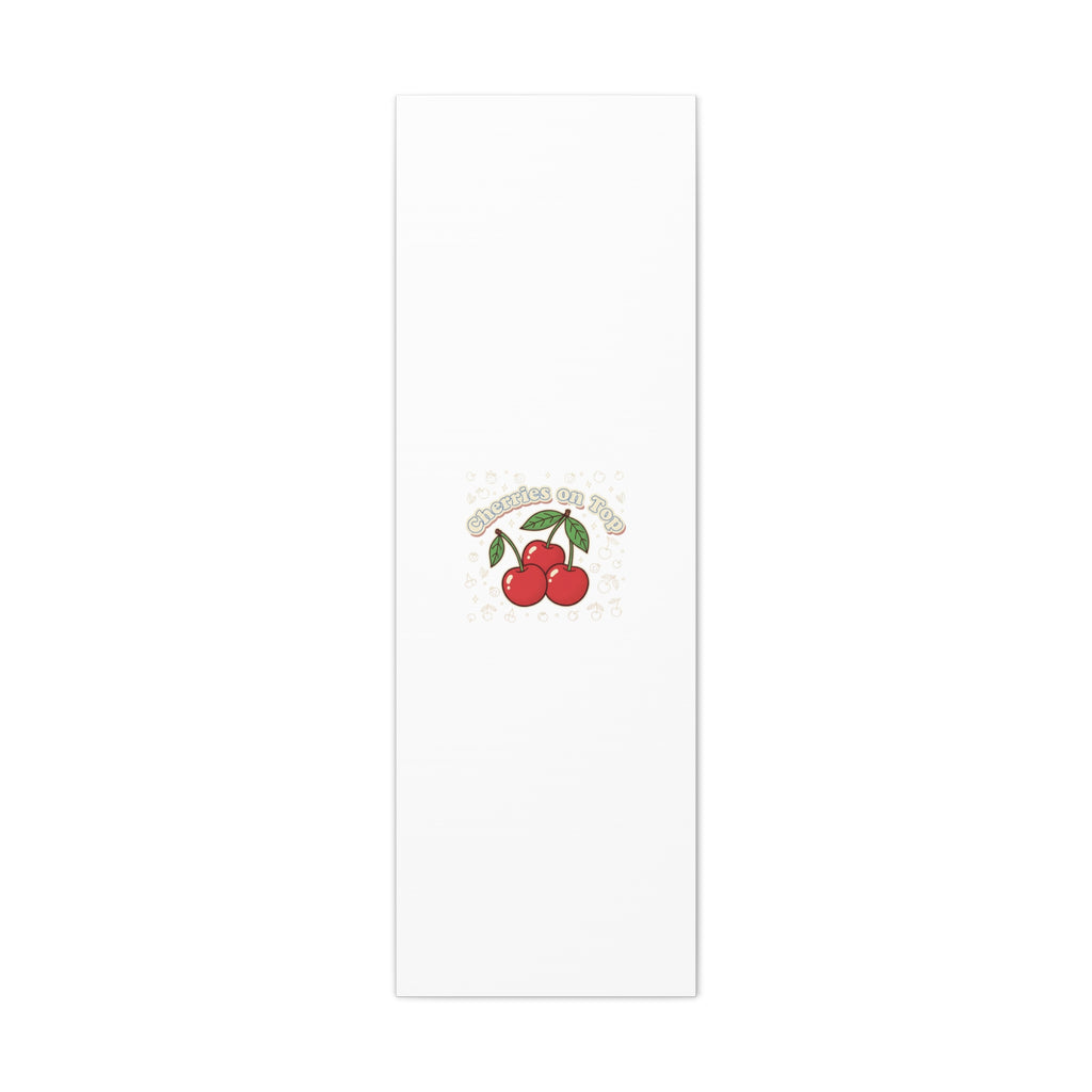 Cherries on Top Canvas | Retro Kawaii Fruit Print, Cherry Wall Art
