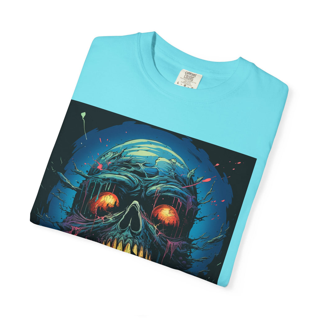Horror Skull T-Shirt — Glowing Zombie Skull Graphic Tee for Halloween