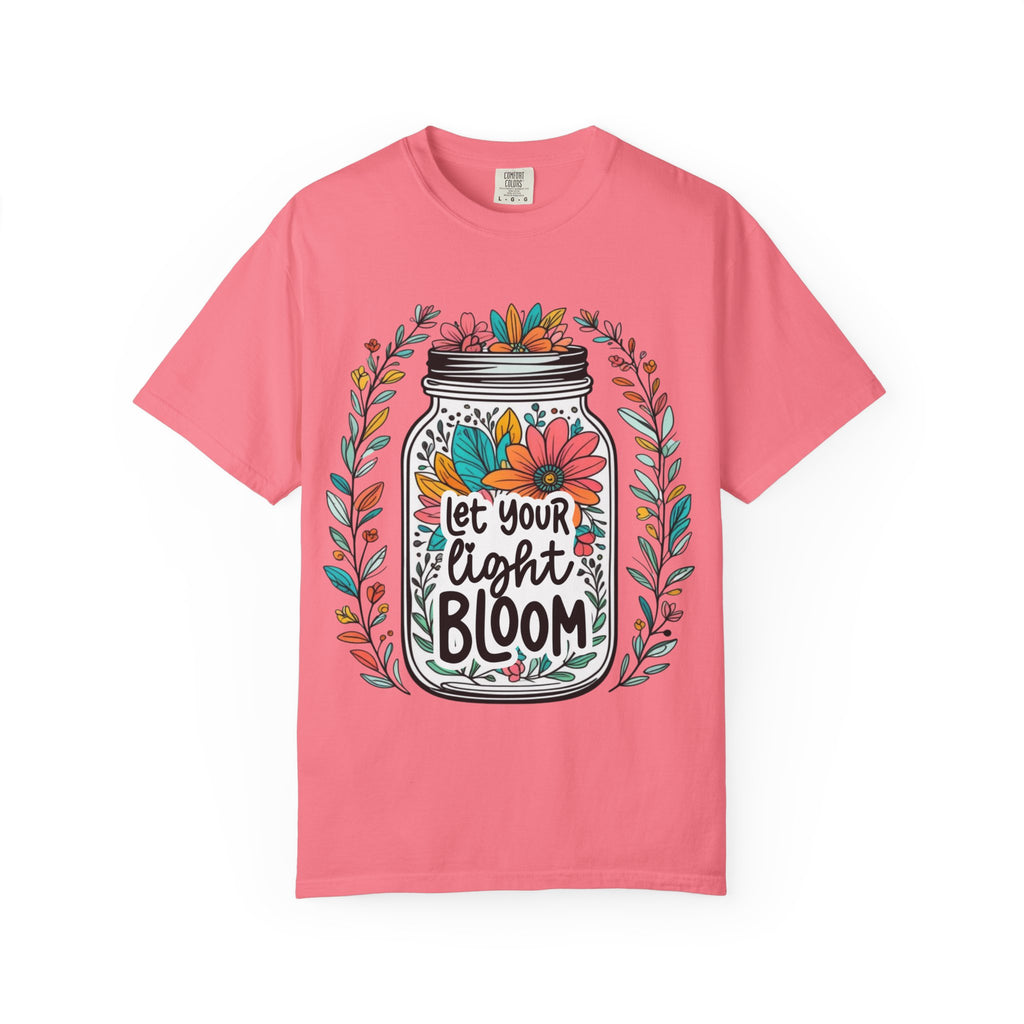 Let Your Light Bloom T-Shirt — Floral Mason Jar Inspirational Tee