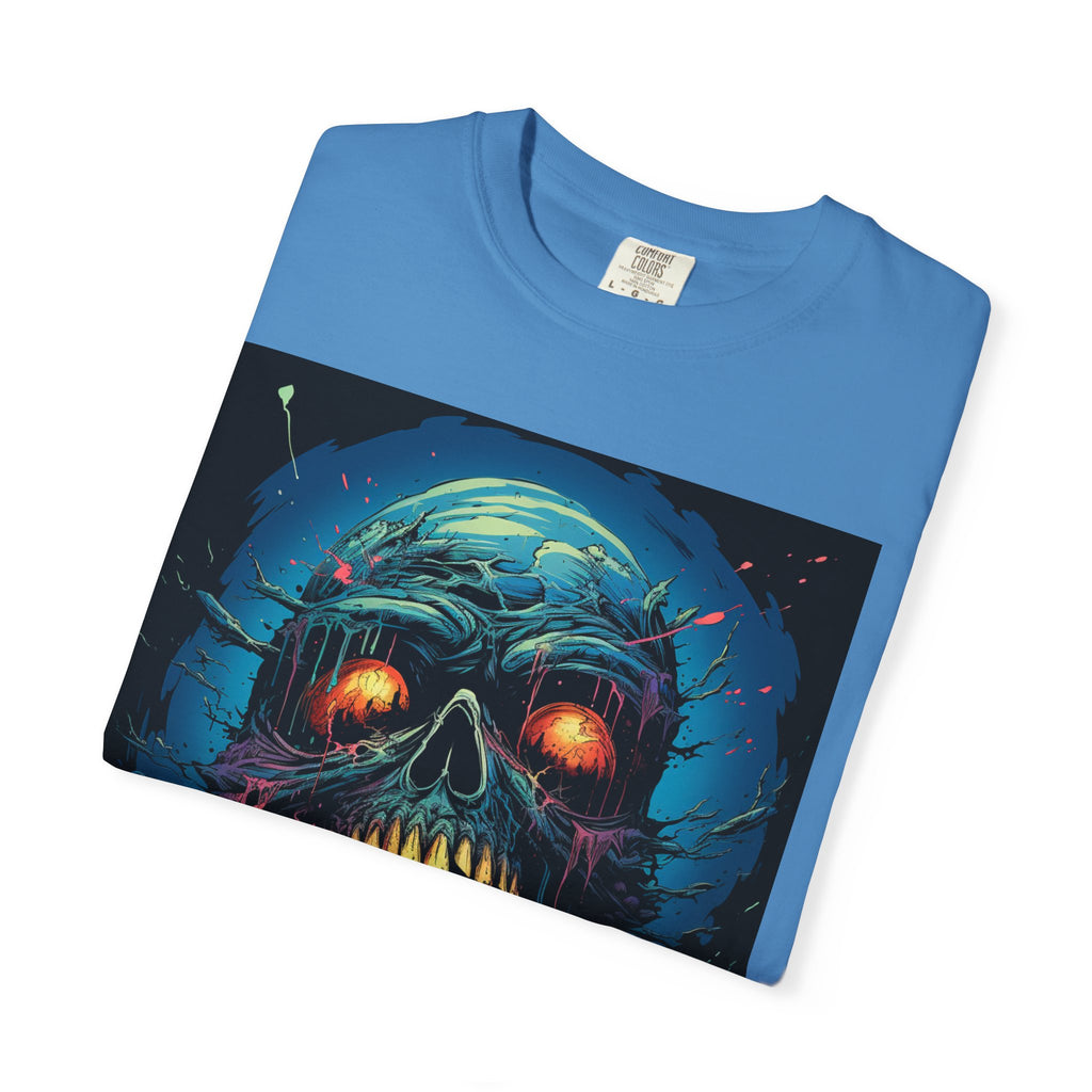 Horror Skull T-Shirt — Glowing Zombie Skull Graphic Tee for Halloween