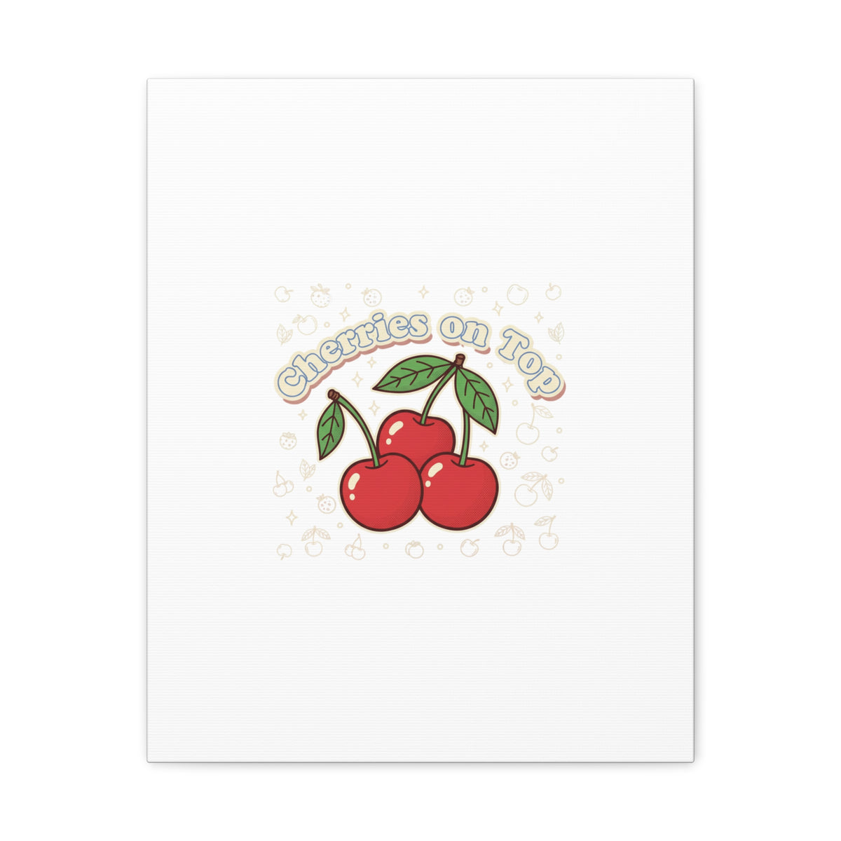 Cherries on Top Canvas | Retro Kawaii Fruit Print, Cherry Wall Art
