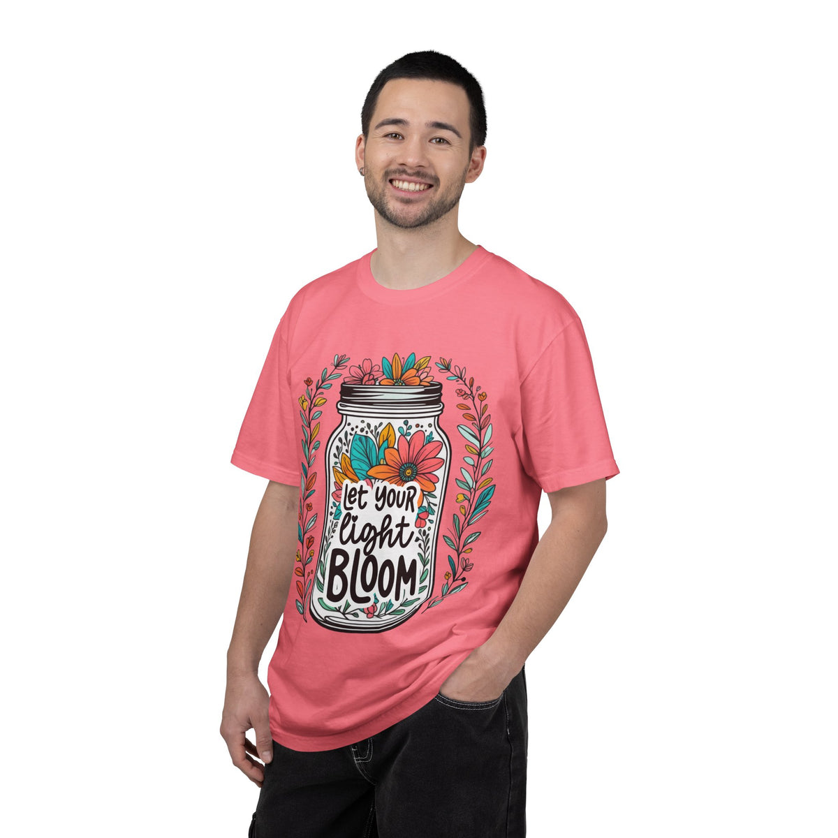 Let Your Light Bloom T-Shirt — Floral Mason Jar Inspirational Tee