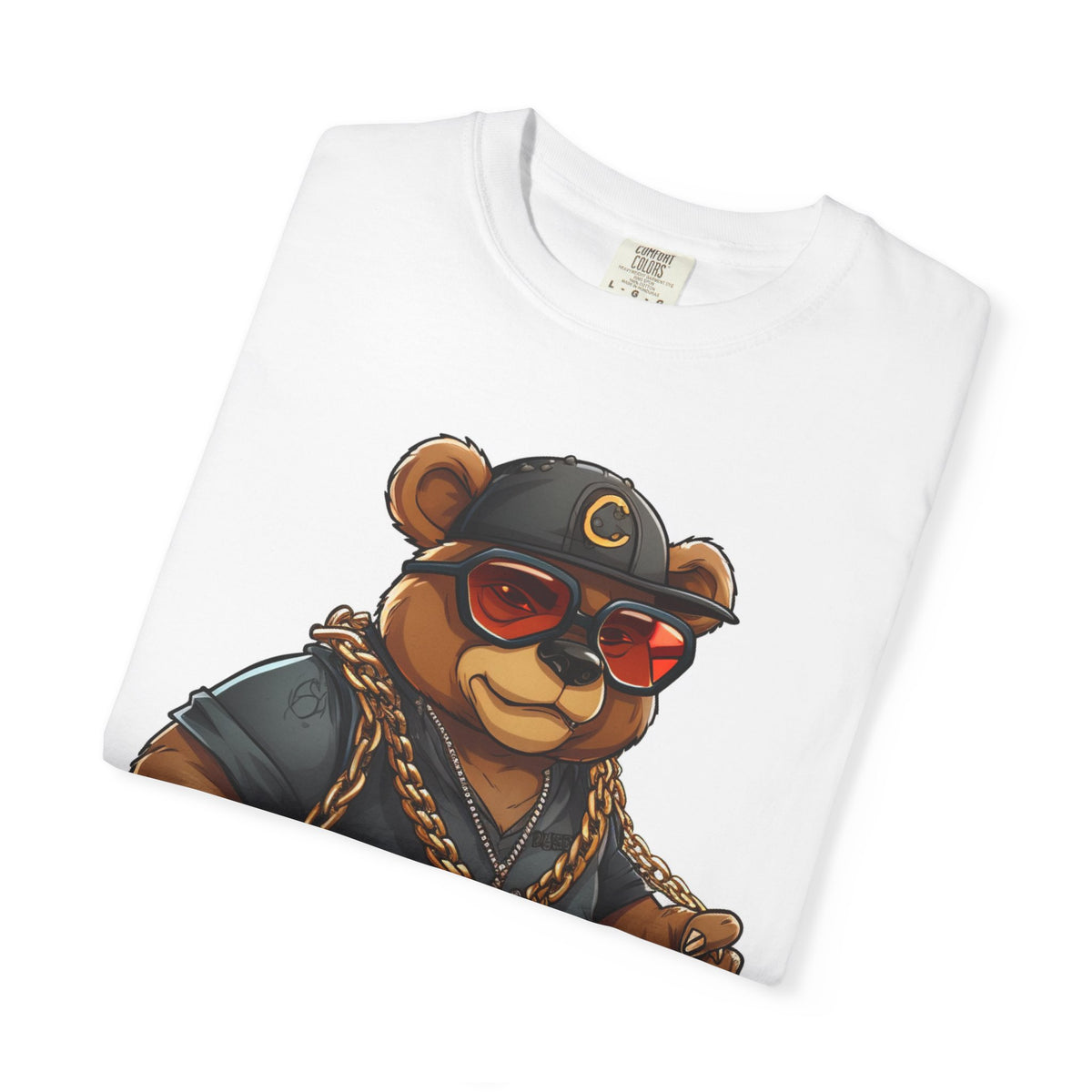 Bear Rapper Graphic T-Shirt — Cool Streetwear Tee with Chain & Shades