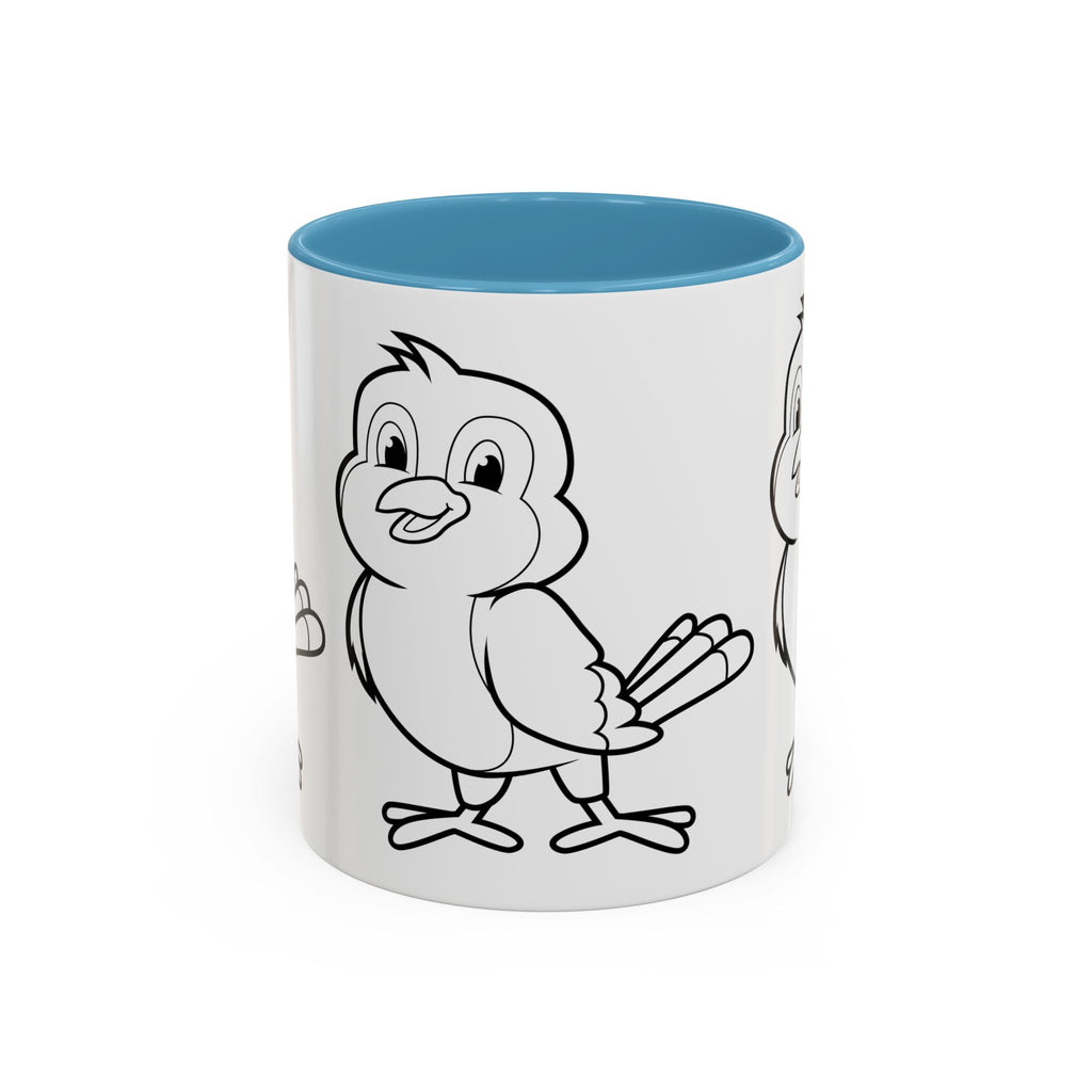 Bird Coloring Accent Coffee Mug — Cute Outline Chick Design (11/15 oz)