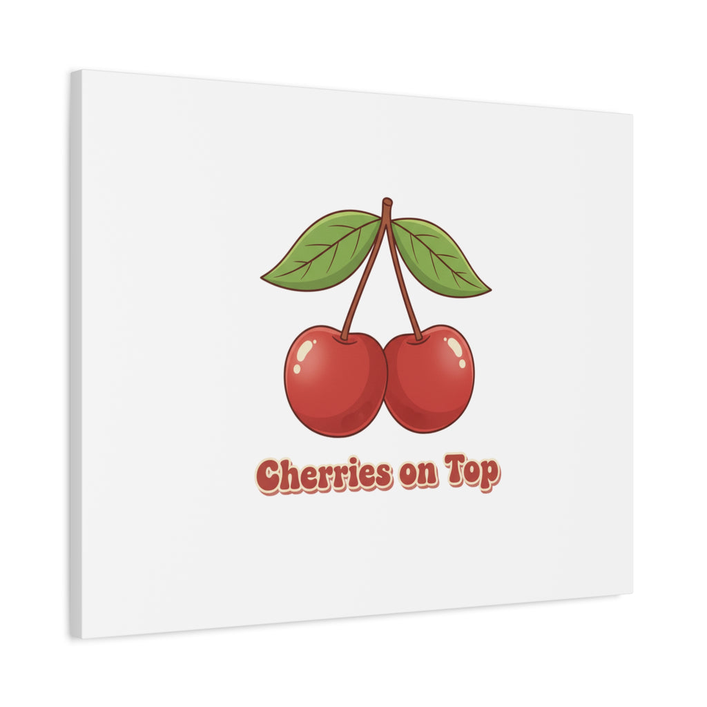 Cherry Illustration Canvas, vintage cherry fruit motif | kawaii retro wall art